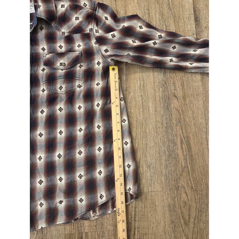 Cody James Mens Large Western Plaid Diamond Embroidered Button Up Shirt - Picture 12 of 15